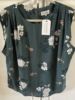 Space 46 Boutique Teal Floral Sleeveless Top